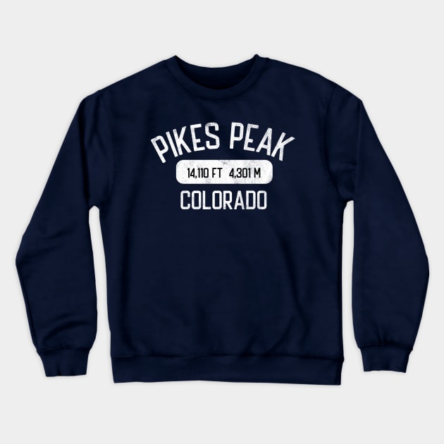 Pikes Peak Colorado Vintage White Athletic 14er Crewneck Sweatshirt by TGKelly